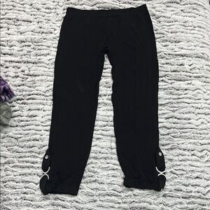 Black Ankle Button Detail Pants